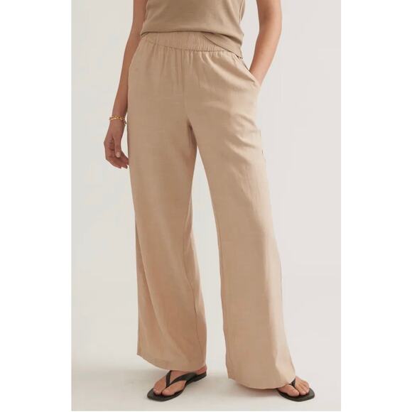 Marine Layer Pants - Marine Layer Allison Trouser Wide Leg Pants in Taupe Size Medium